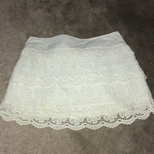 White lace mini skirt